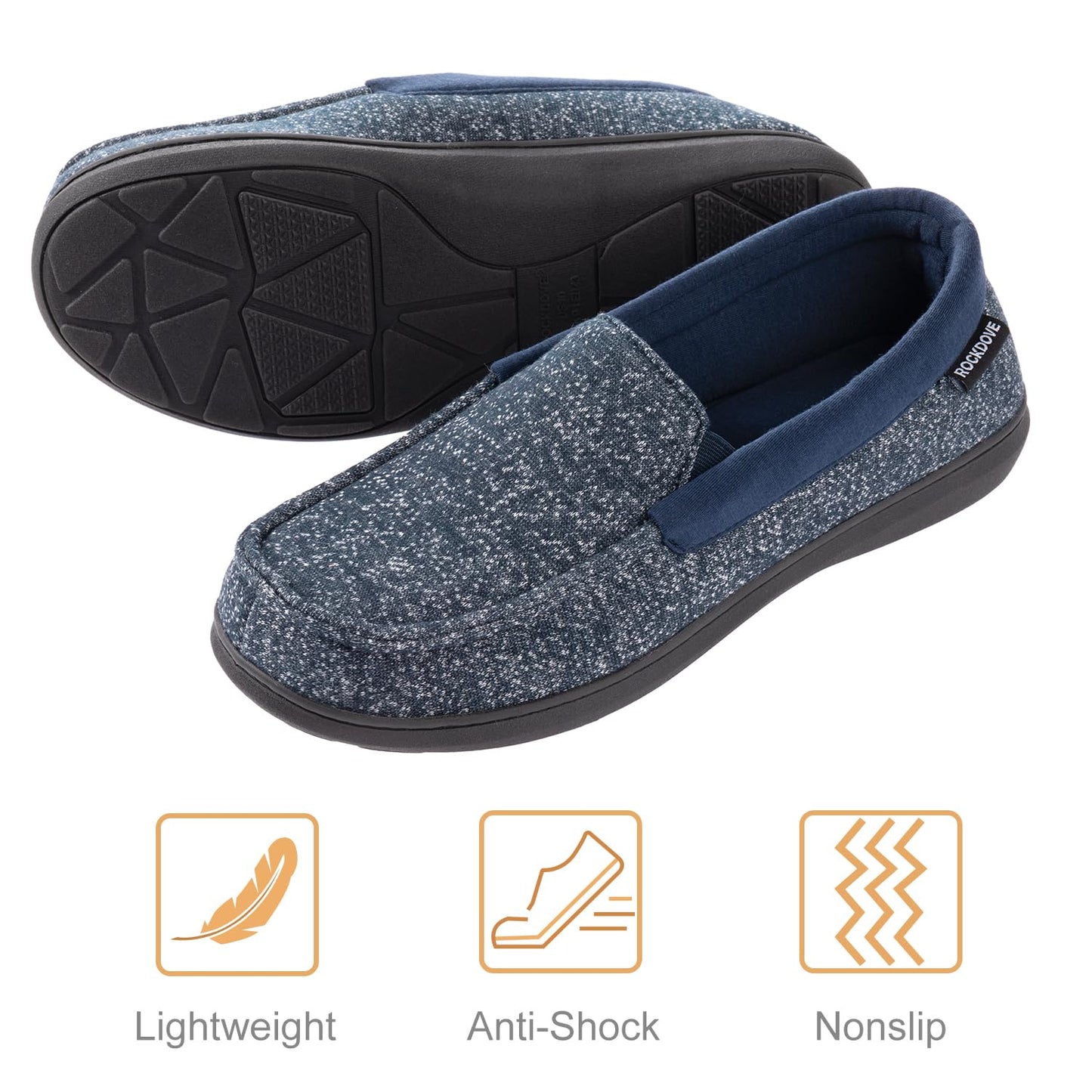 RockDove Pantoufles Mocassins SILVADUR en tissu anti-odeurs pour homme