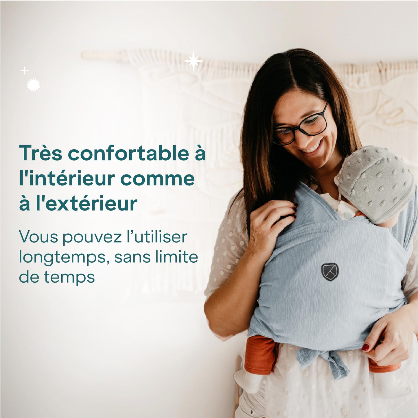 Koala Bébé Écharpe de Portage Réglable – Facile à Enfiler, Unisexe, Noir