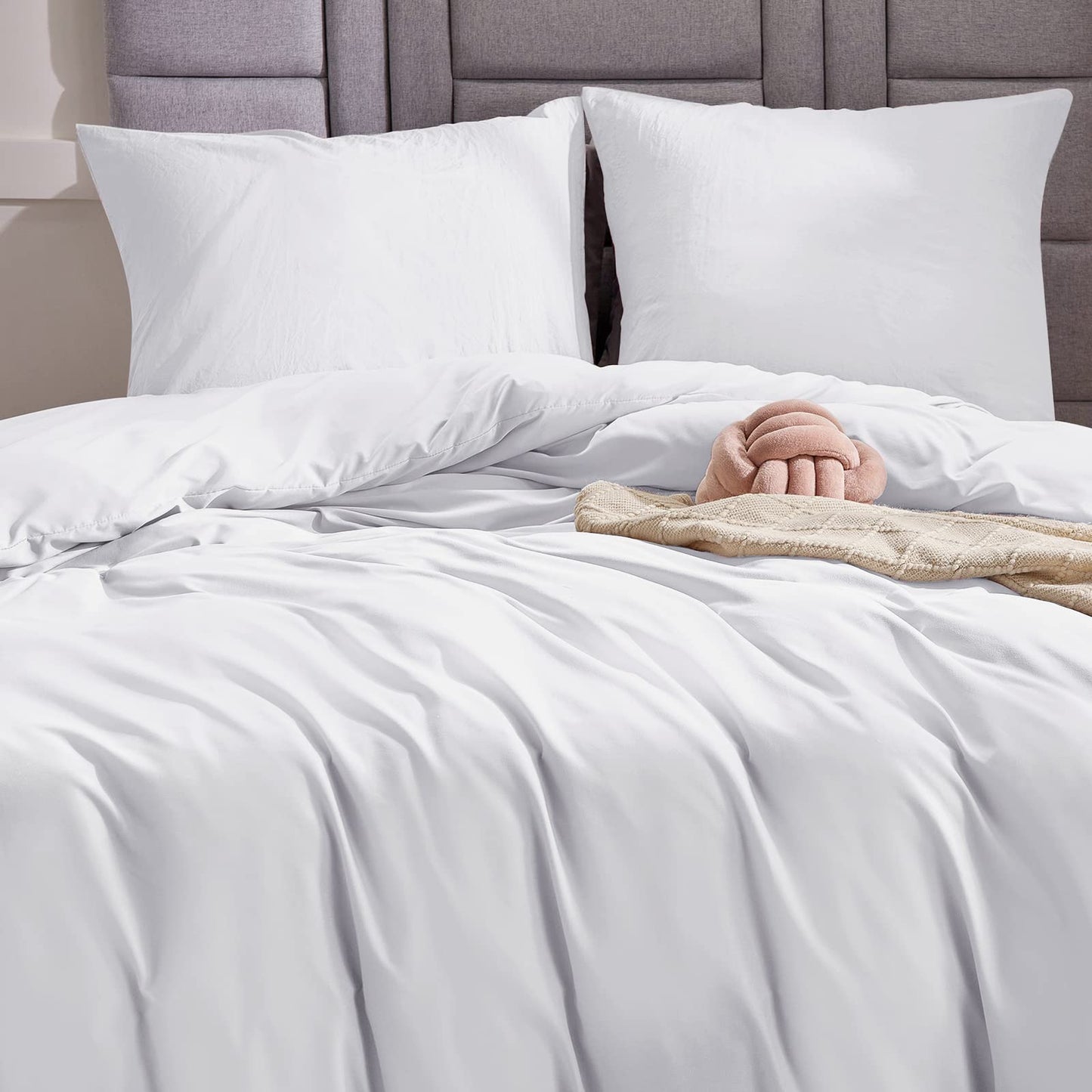 WAVVE Housse de Couette 140x200 cm avec 1 Taie d'oreiller 65x65 cm,Parure de Lit 1 Personne pour lit 90x190 avec Fermeture Éclair Sets de Housse Couette en Microfibre, Gris Foncé 140 x 200