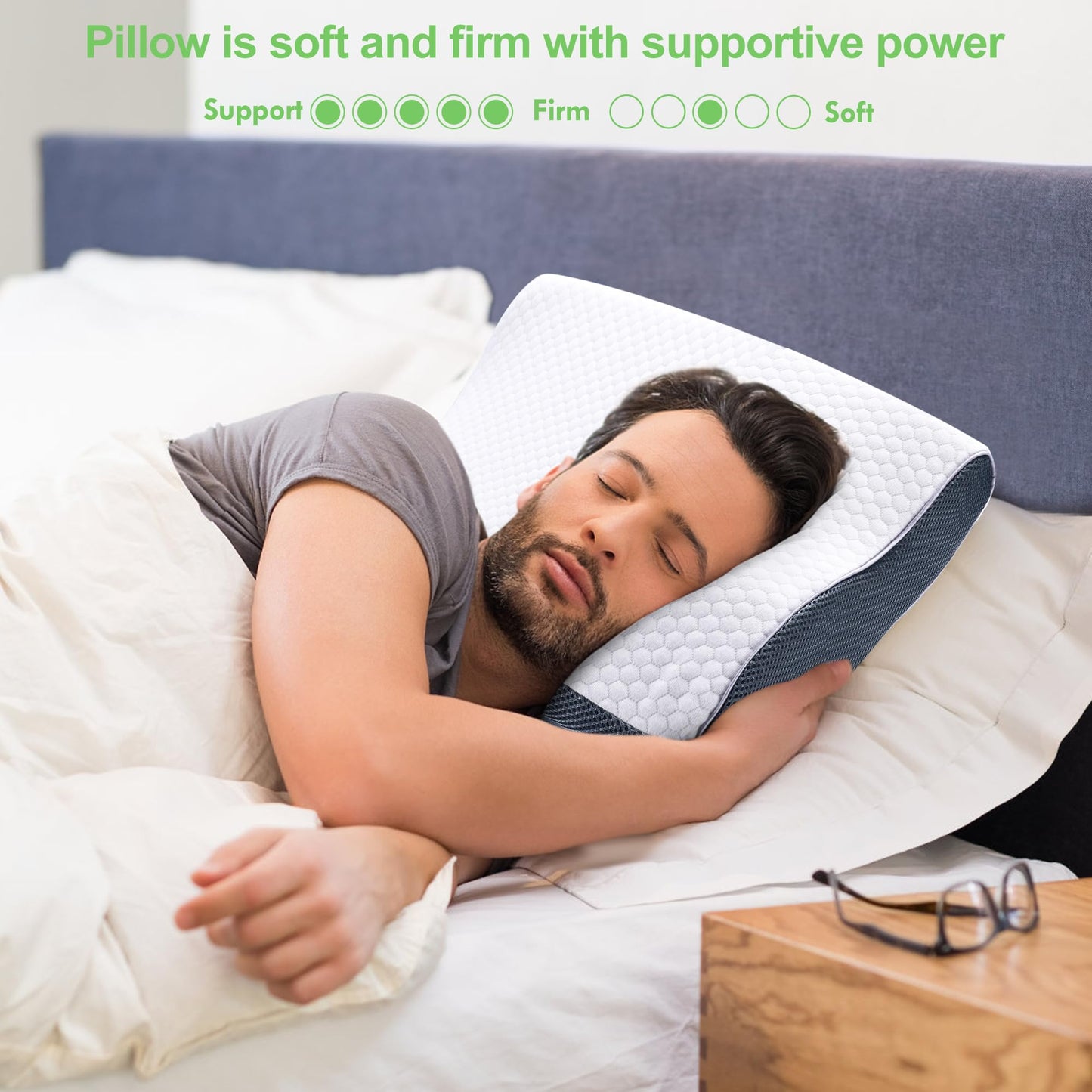 Oreiller Cervical Ergonomique en Mousse à Mémoire – Confort Absolu pour un Sommeil Réparateur