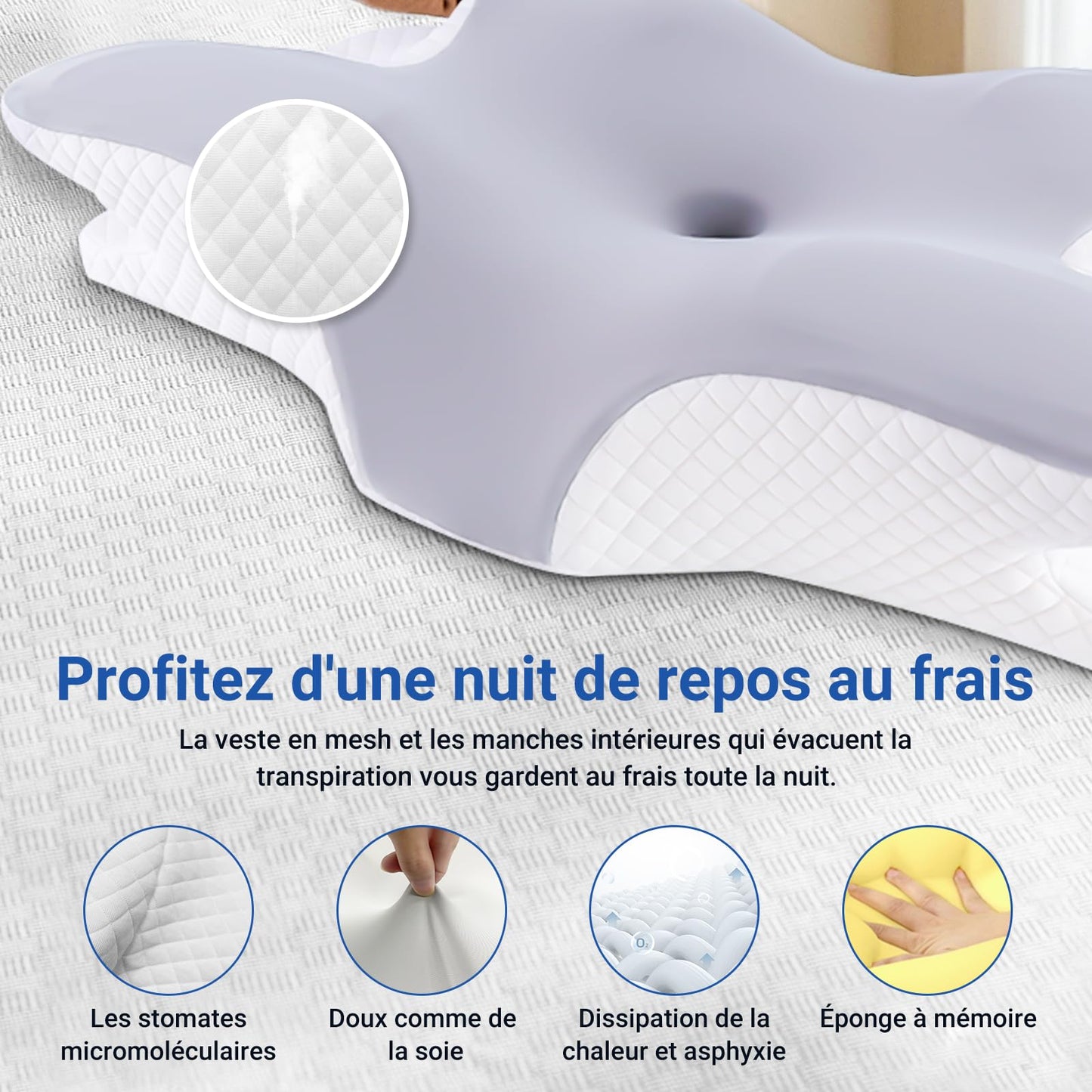 Oreiller Ergonomique Cervical à Mémoire de Forme