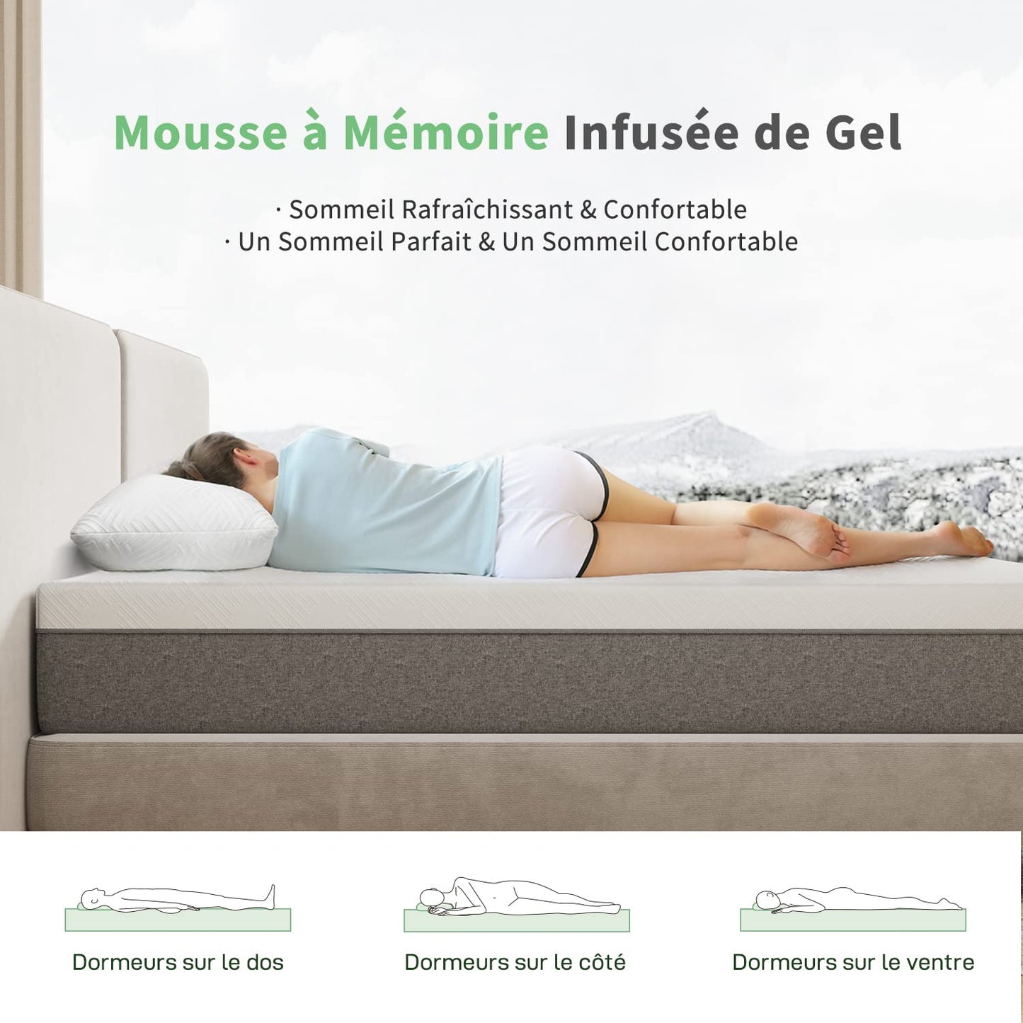 Matelas Réversible – Fibres de Bambou et Mousse Gel à Mémoire de Forme