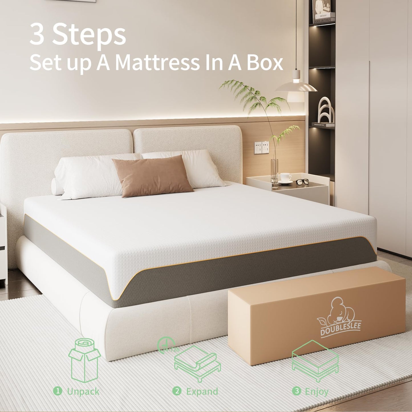 Matelas – Mousse Gel Mémoire, Latex 7 Zones, Confort et Soutien Ergonomique