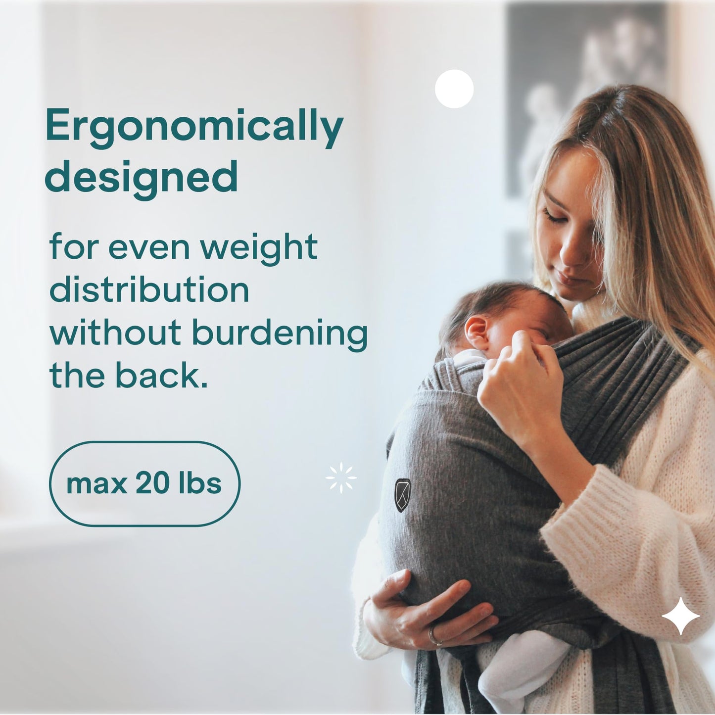 Koala Bébé Écharpe de Portage Réglable – Facile à Enfiler, Unisexe, Noir
