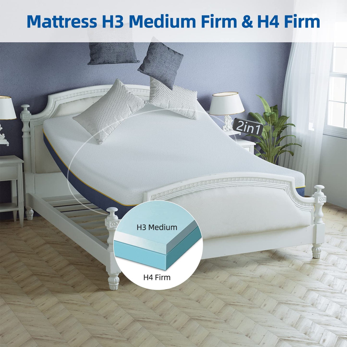 Matelas – Mousse Gel Mémoire, Latex 7 Zones, Confort et Soutien Ergonomique
