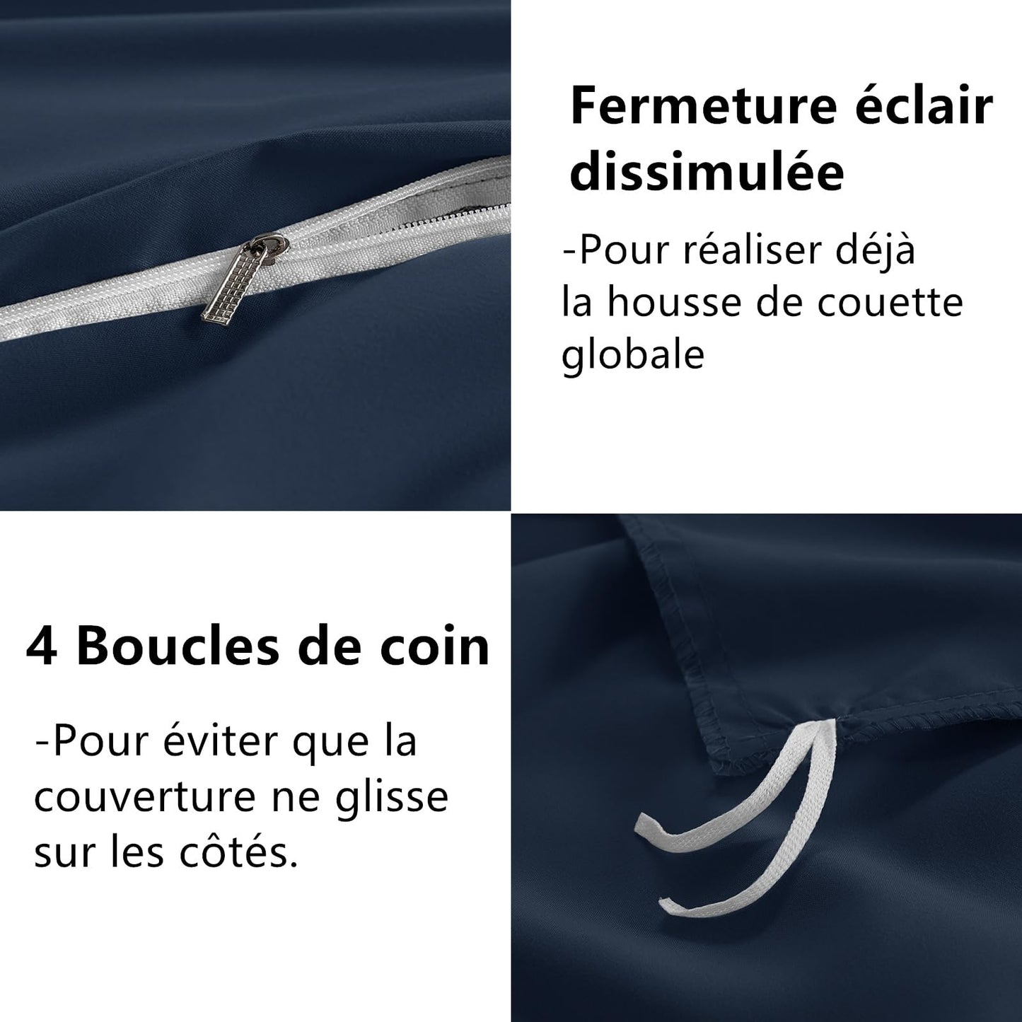WAVVE Housse de Couette 140x200 cm avec 1 Taie d'oreiller 65x65 cm,Parure de Lit 1 Personne pour lit 90x190 avec Fermeture Éclair Sets de Housse Couette en Microfibre, Gris Foncé 140 x 200