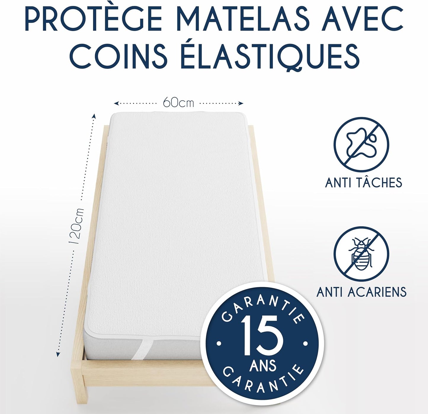 Protège Matelas Imperméable Oeko-TEX – Alèse en Coton Respirant avec 4 Coins Élastiques