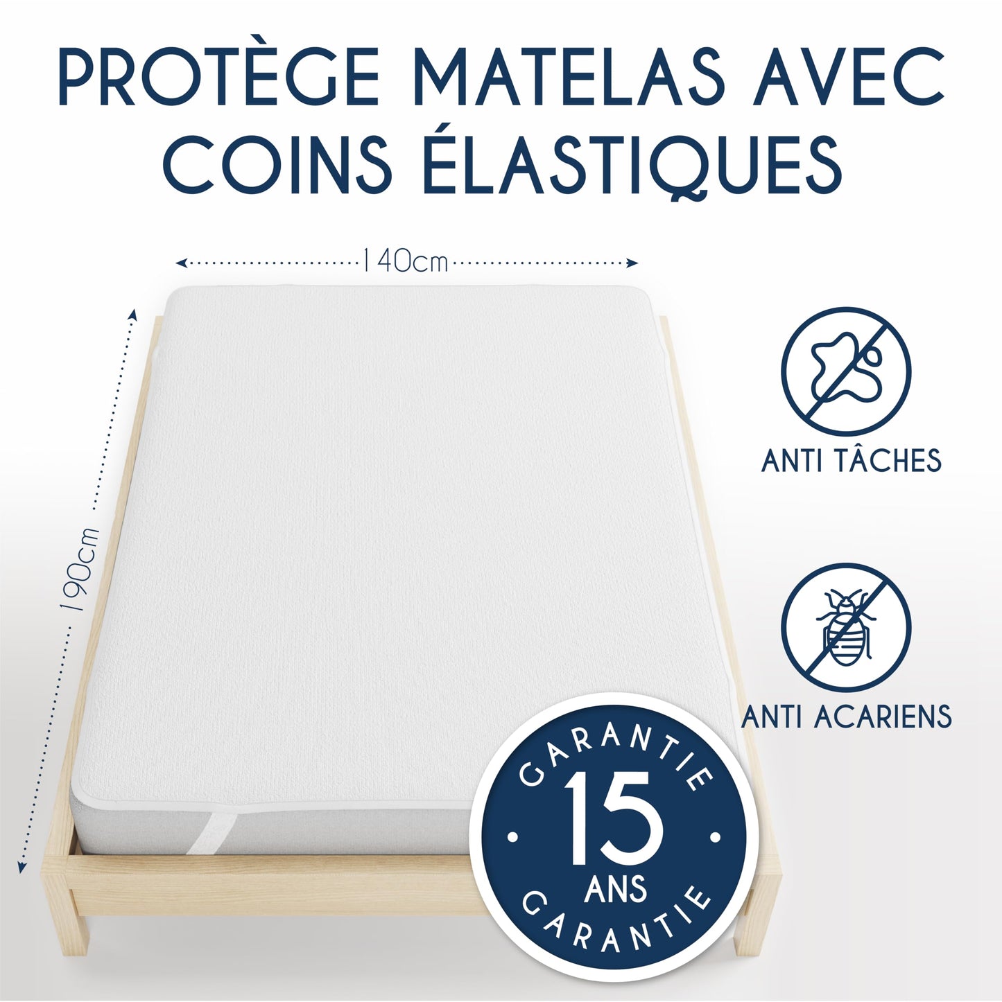Protège Matelas Imperméable Oeko-TEX – Alèse en Coton Respirant avec 4 Coins Élastiques