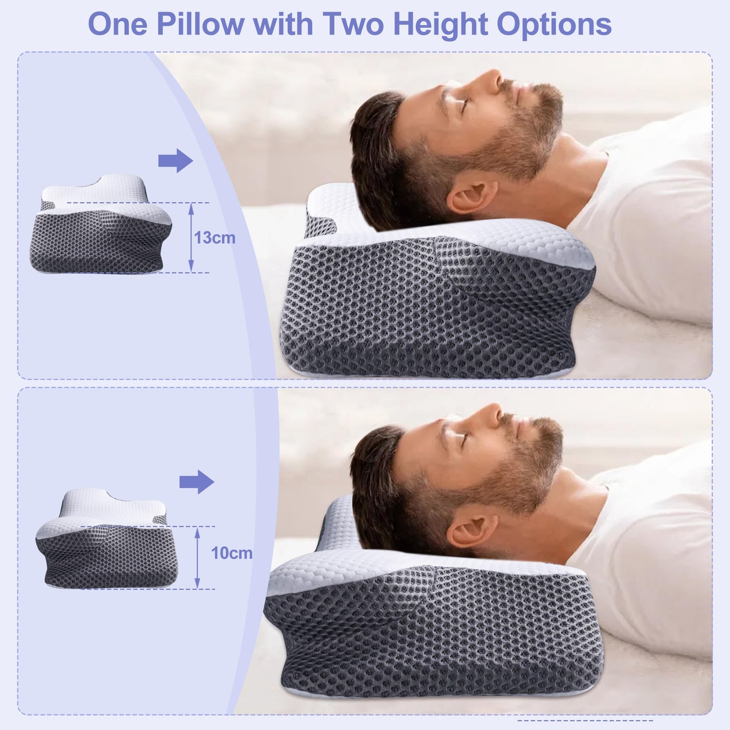 Oreiller Cervical Ergonomique en Mousse à Mémoire – Confort Absolu pour un Sommeil Réparateur