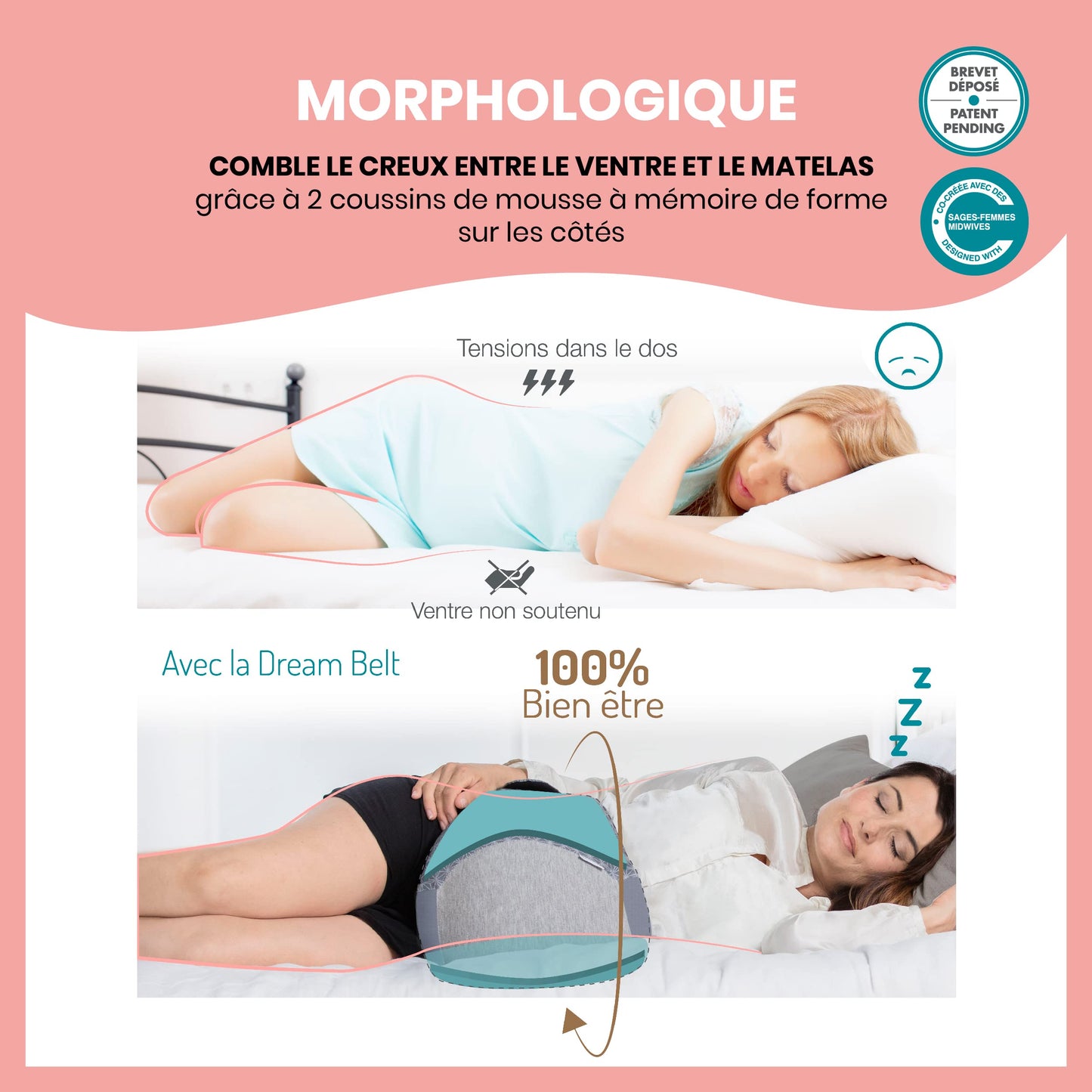 Ceinture pour le Confort du Sommeil de la Femme Enceinte
