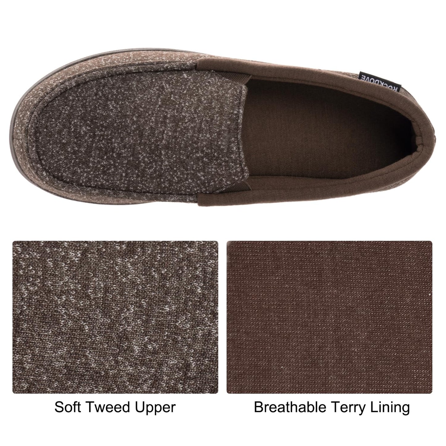 RockDove Pantoufles Mocassins SILVADUR en tissu anti-odeurs pour homme