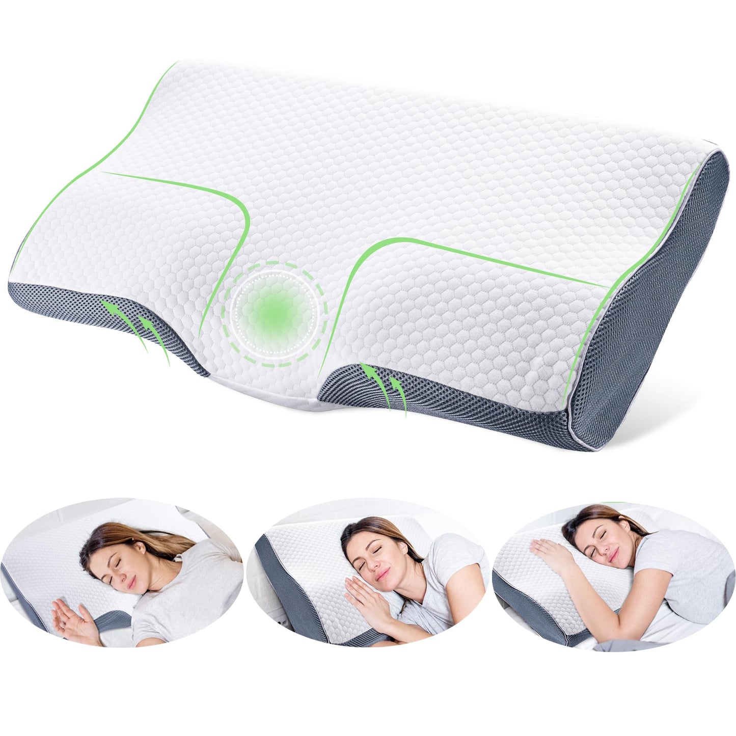 Oreiller Cervical Ergonomique en Mousse à Mémoire – Confort Absolu pour un Sommeil Réparateur