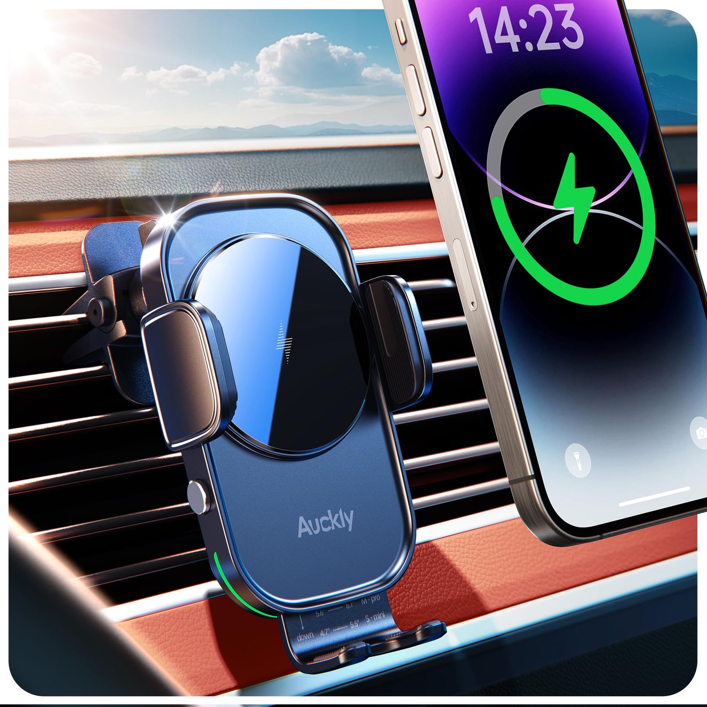 Auckly 15w Support Telephone Voiture Induction,【60W QC3.0】 Chargeur Induction Voiture Rapide Clip Chargeur sans Fil Voiture pour iPhone 15 14 13 12 Pro Max Mini Plus Samsung