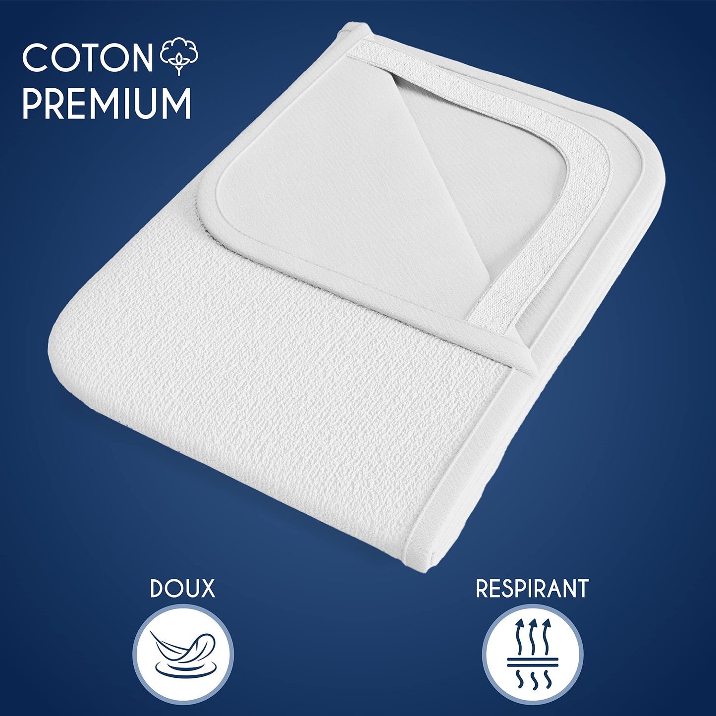 Protège Matelas Imperméable Oeko-TEX – Alèse en Coton Respirant avec 4 Coins Élastiques
