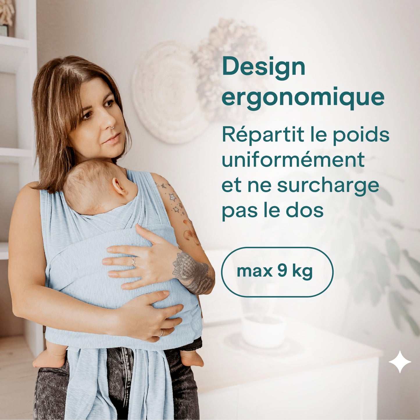 Koala Bébé Écharpe de Portage Réglable – Facile à Enfiler, Unisexe, Noir