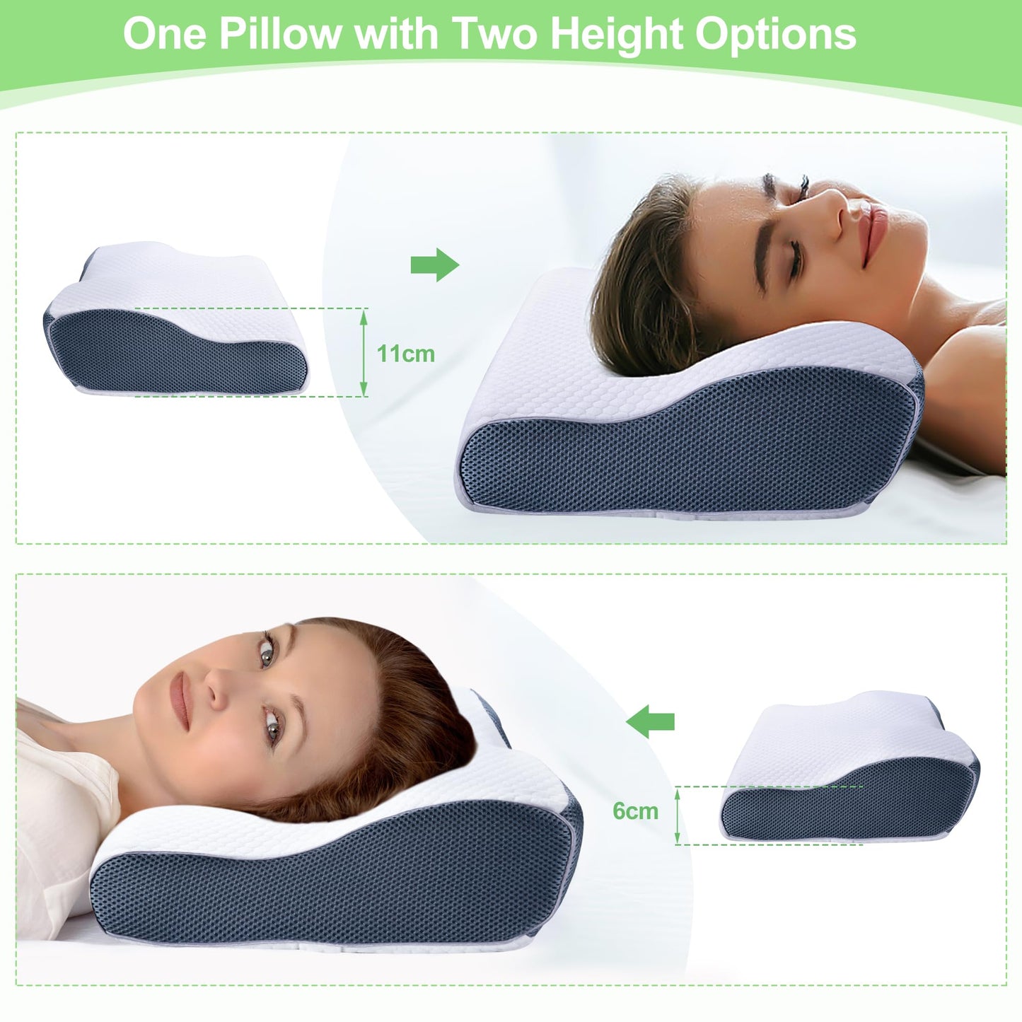 Oreiller Cervical Ergonomique en Mousse à Mémoire – Confort Absolu pour un Sommeil Réparateur