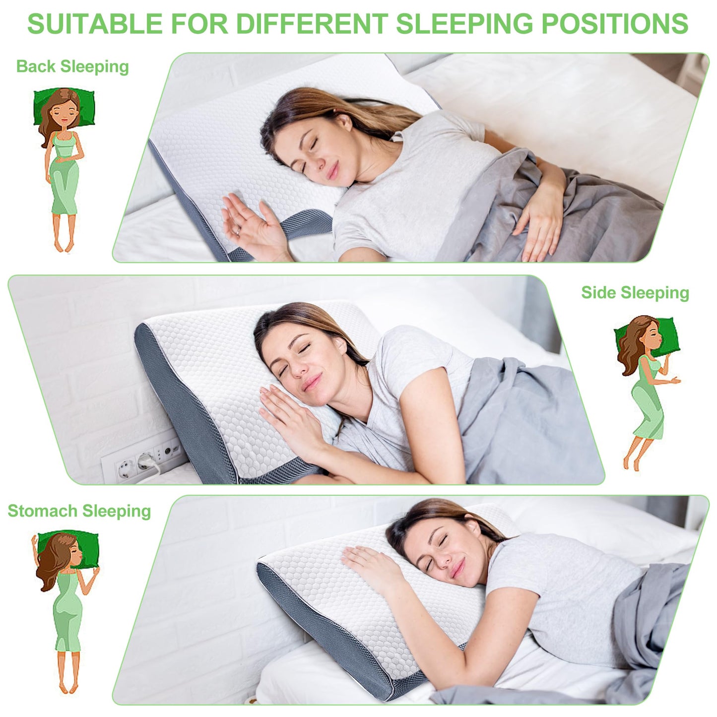 Oreiller Cervical Ergonomique en Mousse à Mémoire – Confort Absolu pour un Sommeil Réparateur