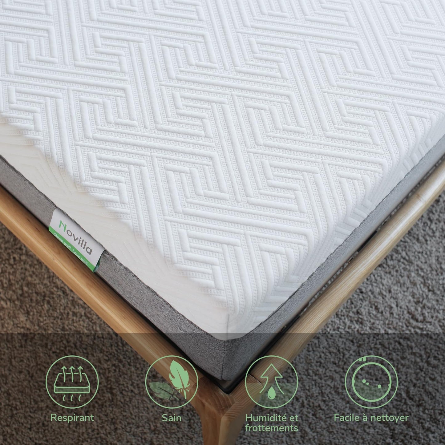 Matelas Réversible – Fibres de Bambou et Mousse Gel à Mémoire de Forme