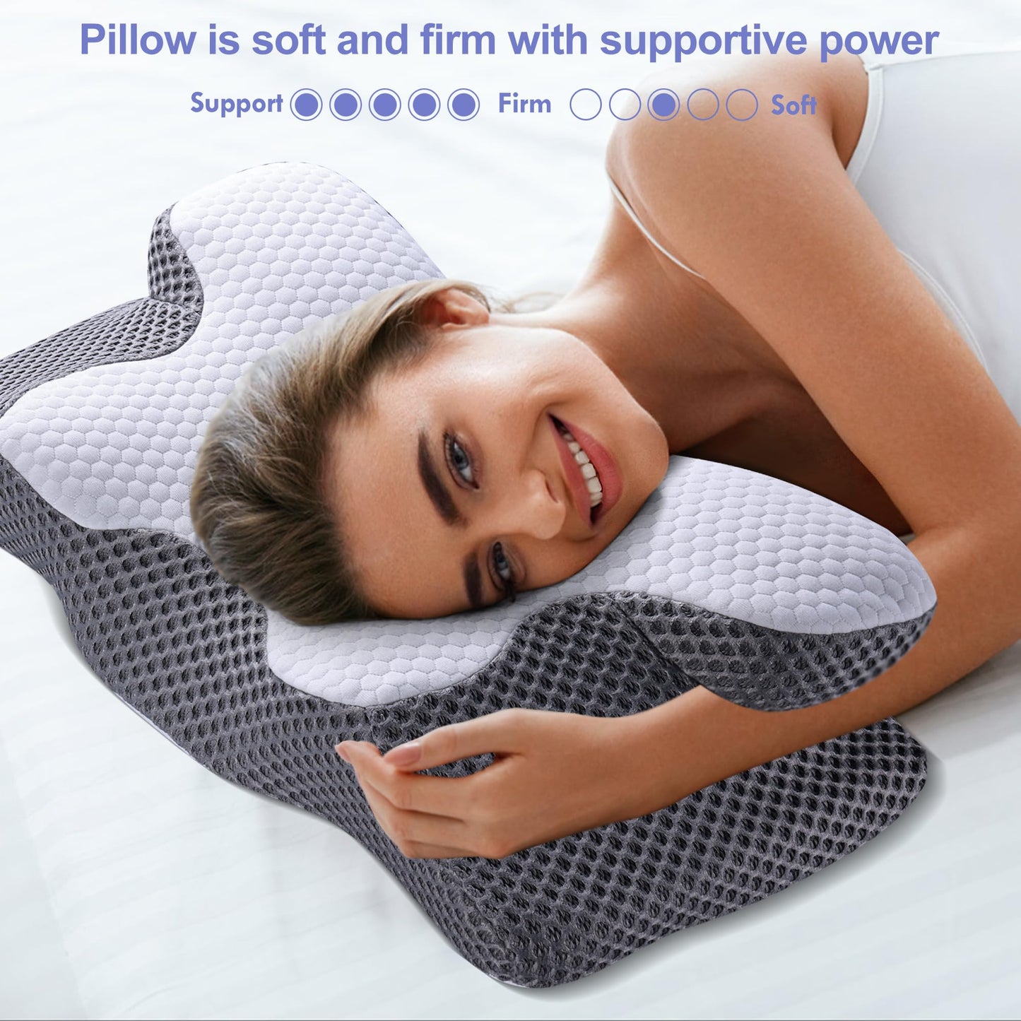 Oreiller Cervical Ergonomique en Mousse à Mémoire – Confort Absolu pour un Sommeil Réparateur