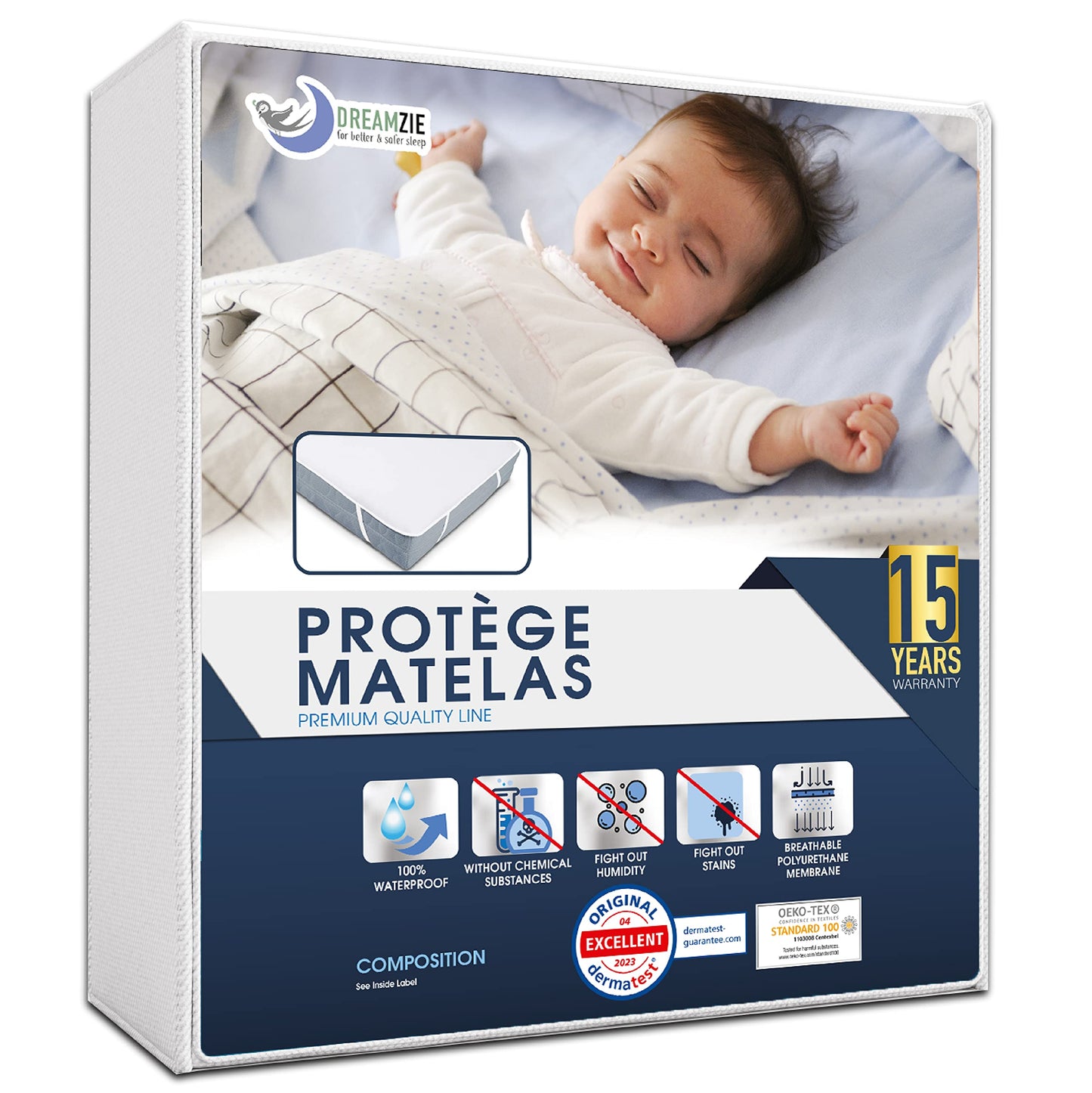 Protège Matelas Imperméable Oeko-TEX – Alèse en Coton Respirant avec 4 Coins Élastiques