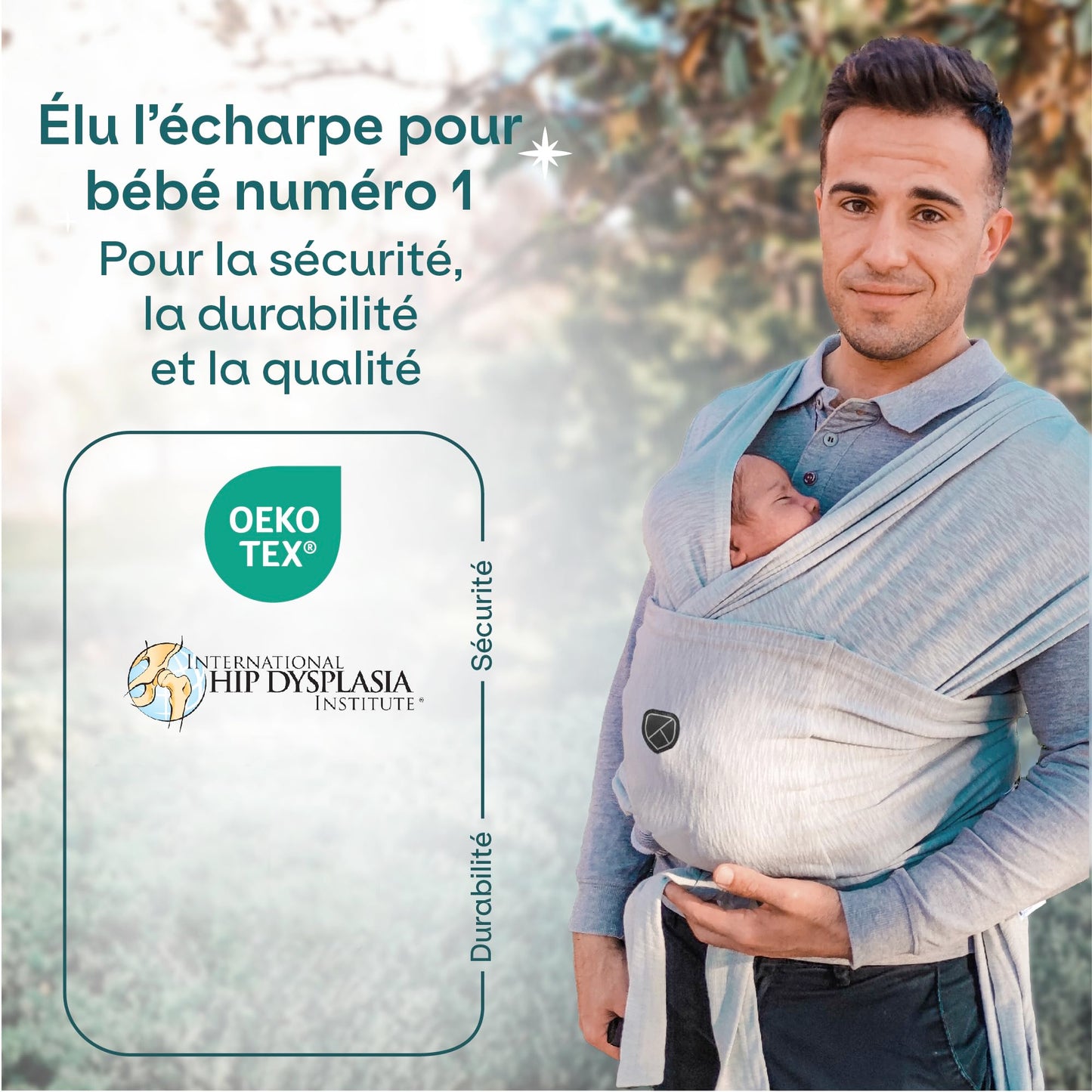 Koala Bébé Écharpe de Portage Réglable – Facile à Enfiler, Unisexe, Noir