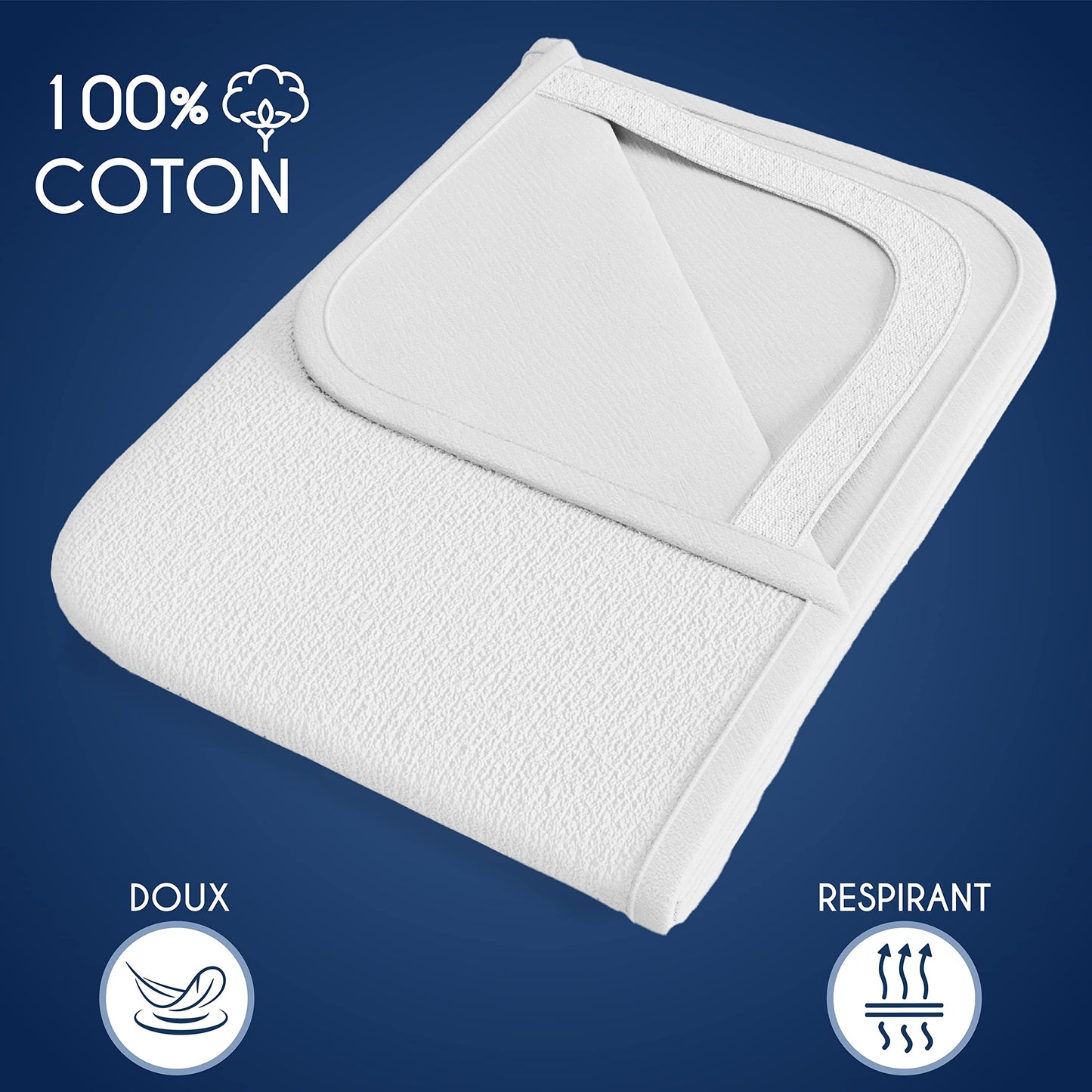 Protège Matelas Imperméable Oeko-TEX – Alèse en Coton Respirant avec 4 Coins Élastiques