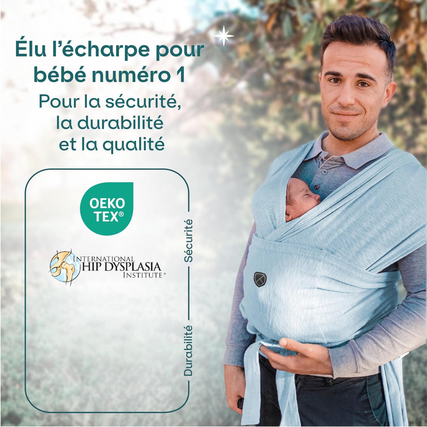 Koala Bébé Écharpe de Portage Réglable – Facile à Enfiler, Unisexe, Noir
