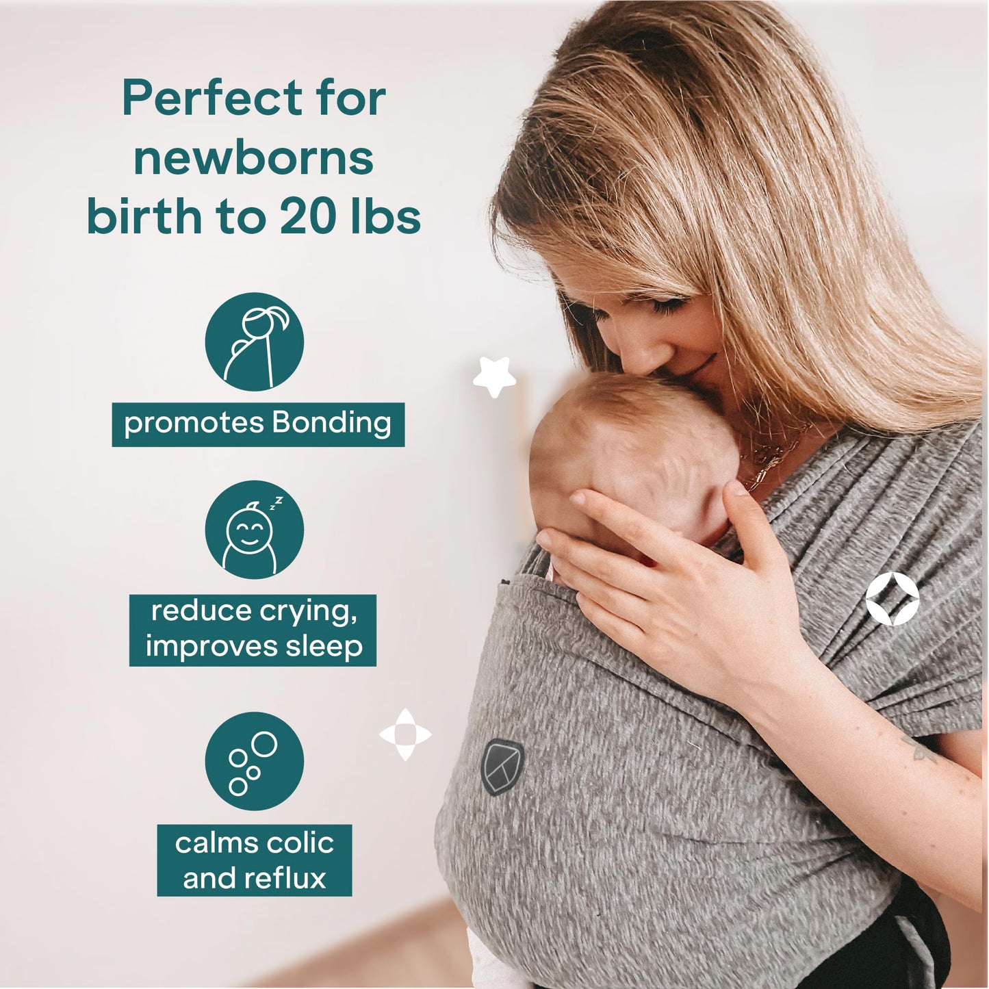 Koala Bébé Écharpe de Portage Réglable – Facile à Enfiler, Unisexe, Noir