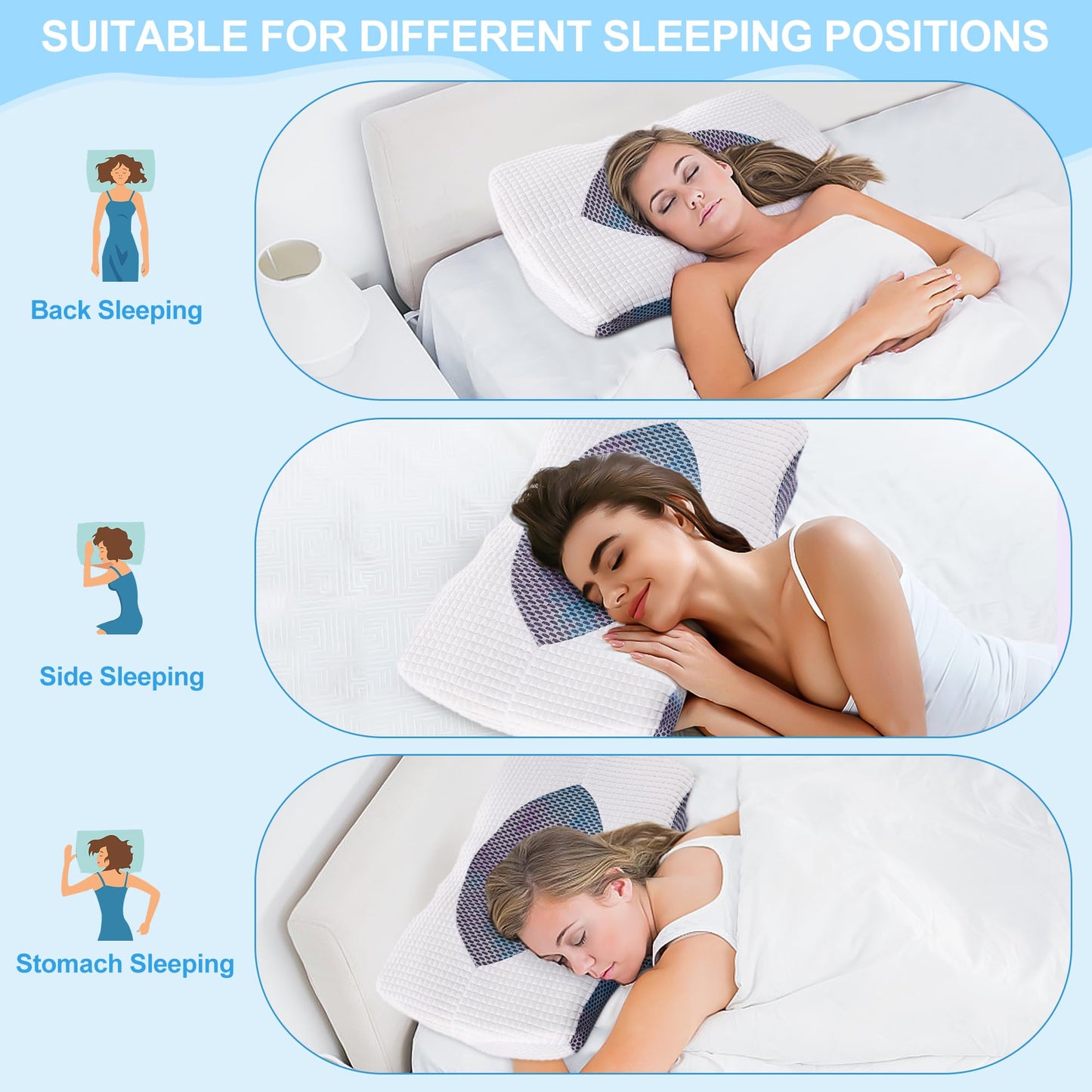 Oreiller Cervical Ergonomique en Mousse à Mémoire – Confort Absolu pour un Sommeil Réparateur