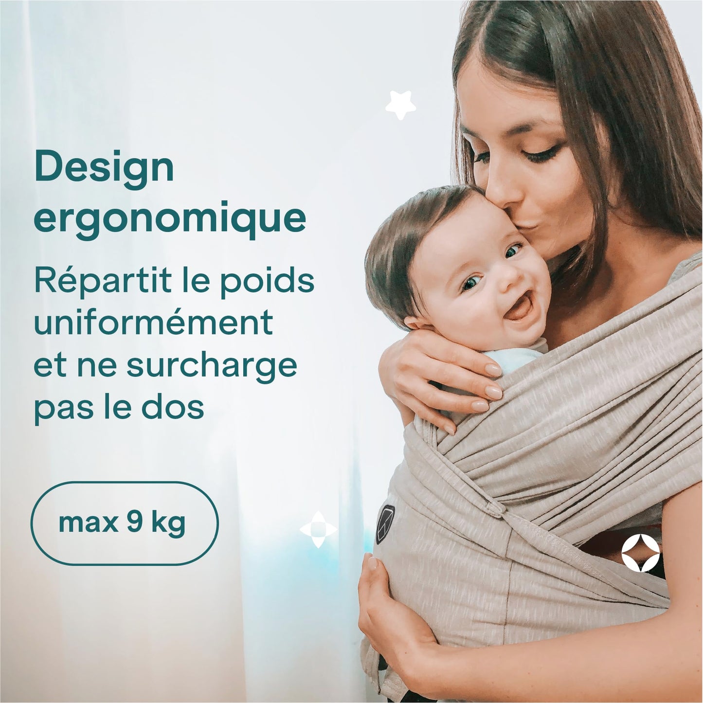 Koala Bébé Écharpe de Portage Réglable – Facile à Enfiler, Unisexe, Noir