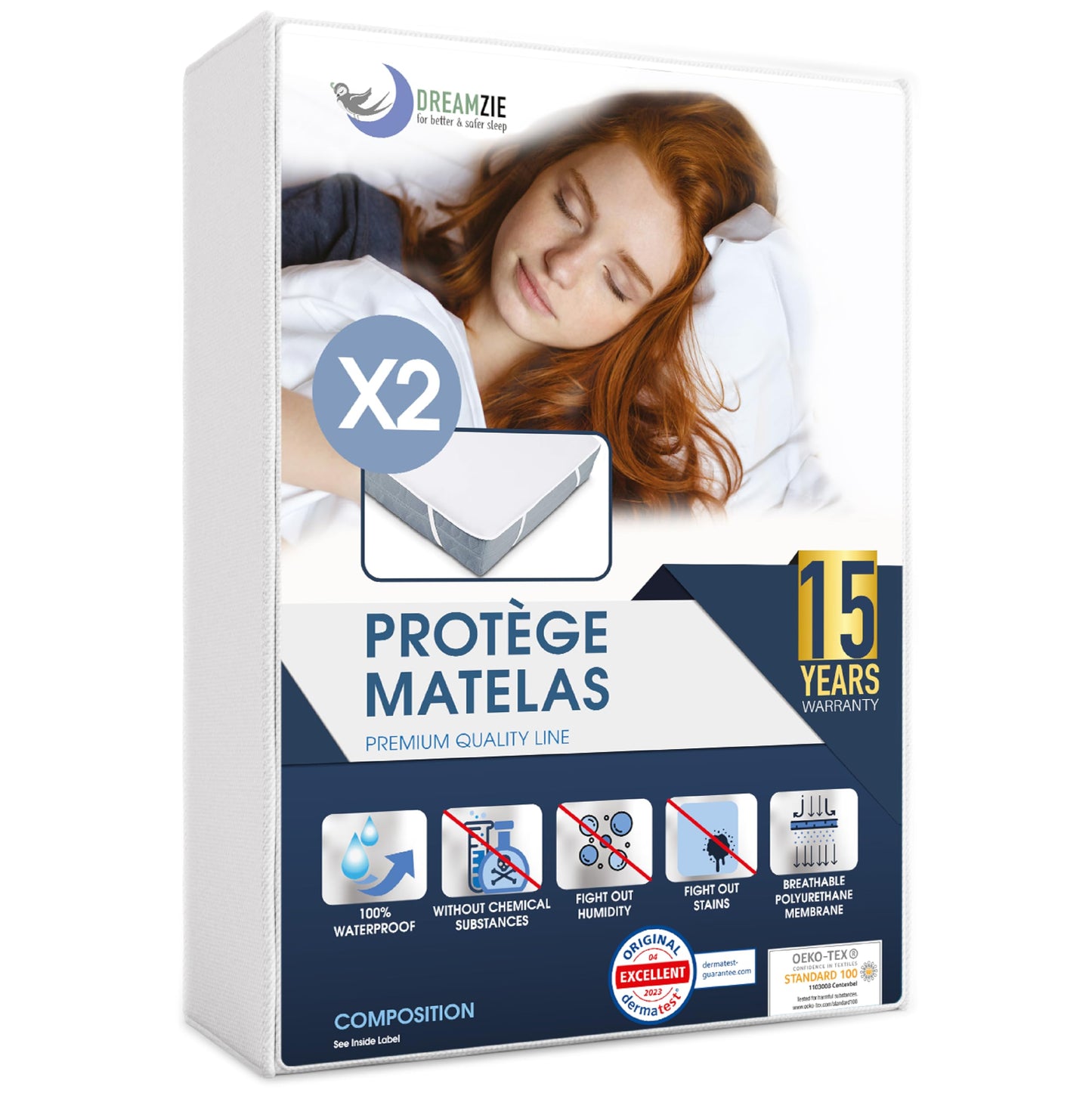 Protège Matelas Imperméable Oeko-TEX – Alèse en Coton Respirant avec 4 Coins Élastiques