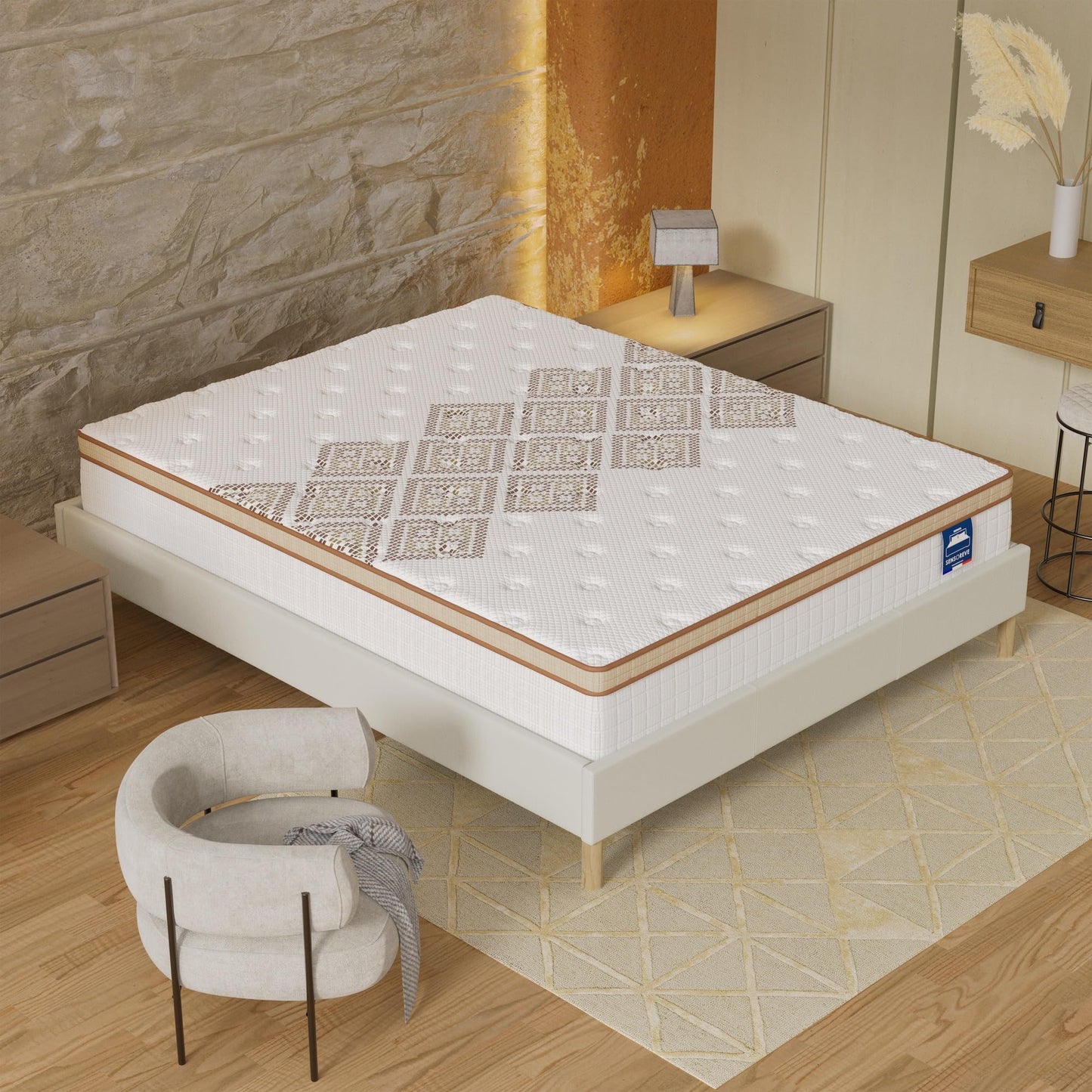 Matelas Sensoreve – Ressorts Ensachés, Mousse Haute Densité, Confort Hôtelier