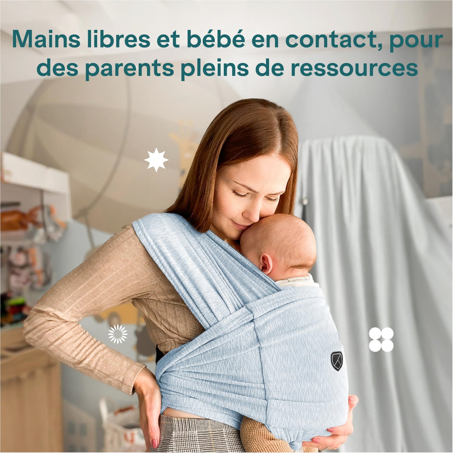 Koala Bébé Écharpe de Portage Réglable – Facile à Enfiler, Unisexe, Noir