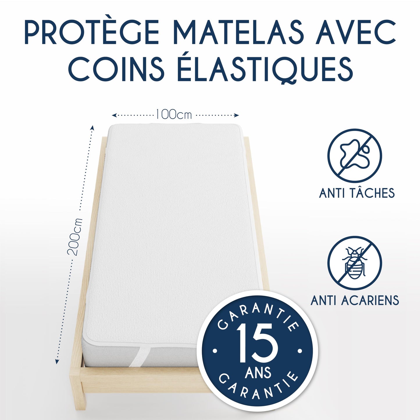 Protège Matelas Imperméable Oeko-TEX – Alèse en Coton Respirant avec 4 Coins Élastiques