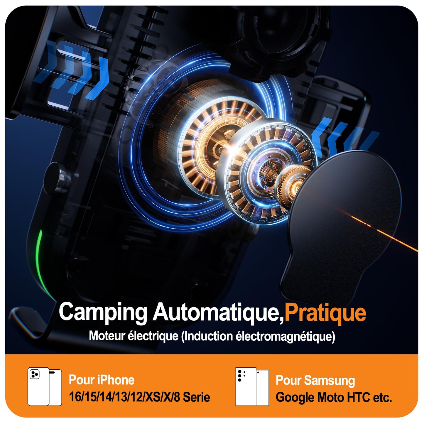 Auckly 15w Support Telephone Voiture Induction,【60W QC3.0】 Chargeur Induction Voiture Rapide Clip Chargeur sans Fil Voiture pour iPhone 15 14 13 12 Pro Max Mini Plus Samsung