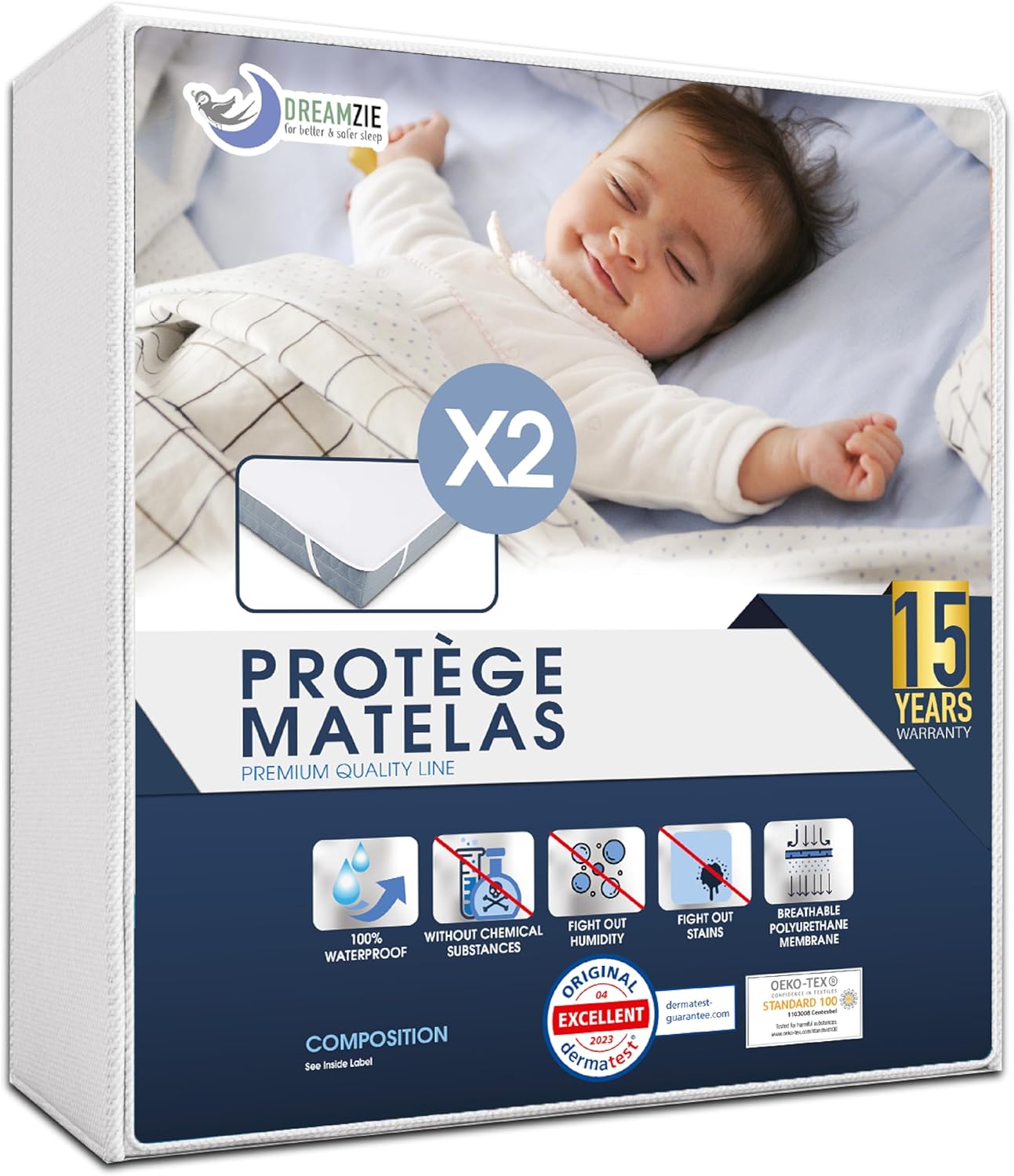 Protège Matelas Imperméable Oeko-TEX – Alèse en Coton Respirant avec 4 Coins Élastiques