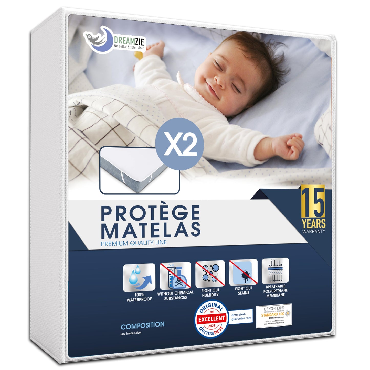 Protège Matelas Imperméable Oeko-TEX – Alèse en Coton Respirant avec 4 Coins Élastiques