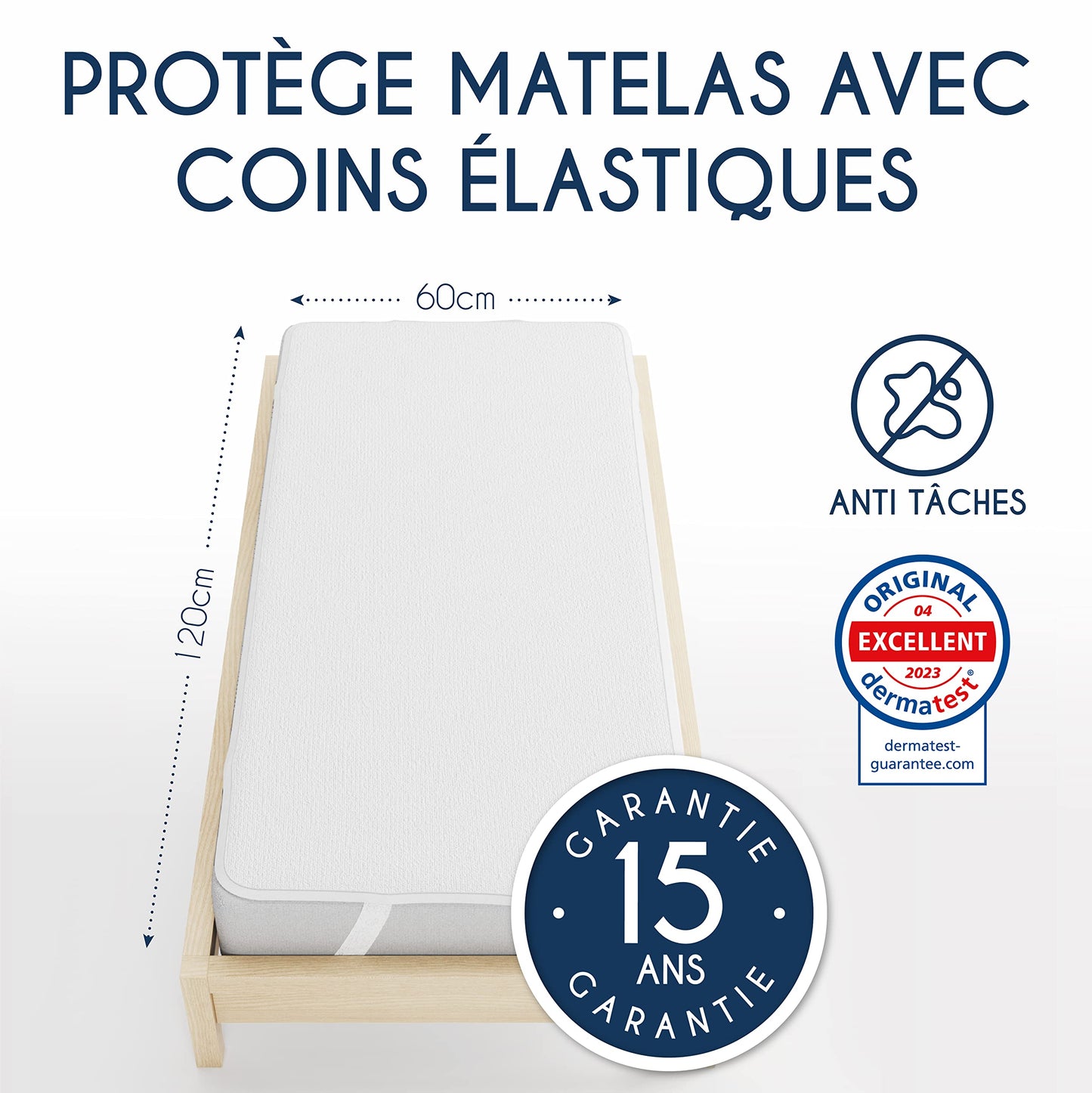 Protège Matelas Imperméable Oeko-TEX – Alèse en Coton Respirant avec 4 Coins Élastiques