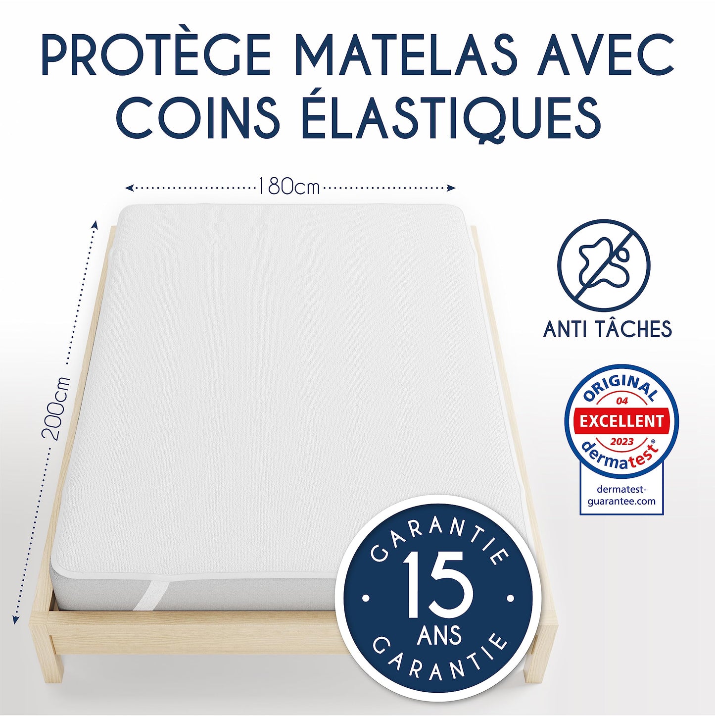 Protège Matelas Imperméable Oeko-TEX – Alèse en Coton Respirant avec 4 Coins Élastiques