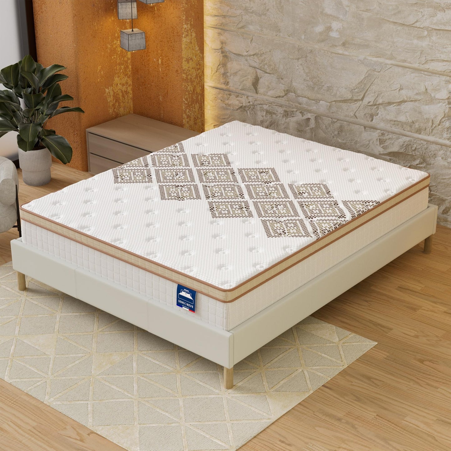 Matelas Sensoreve – Ressorts Ensachés, Mousse Haute Densité, Confort Hôtelier