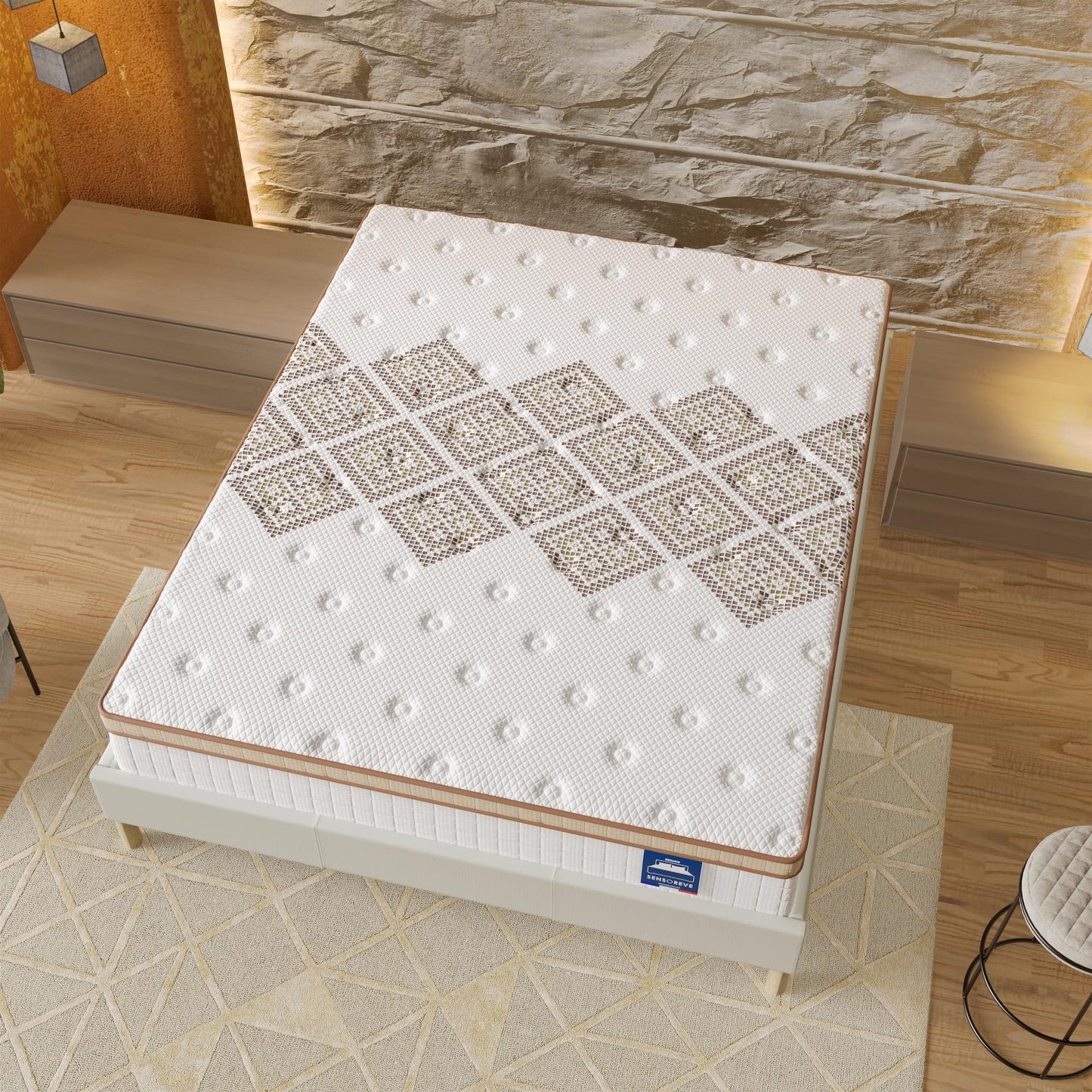 Matelas Sensoreve – Ressorts Ensachés, Mousse Haute Densité, Confort Hôtelier