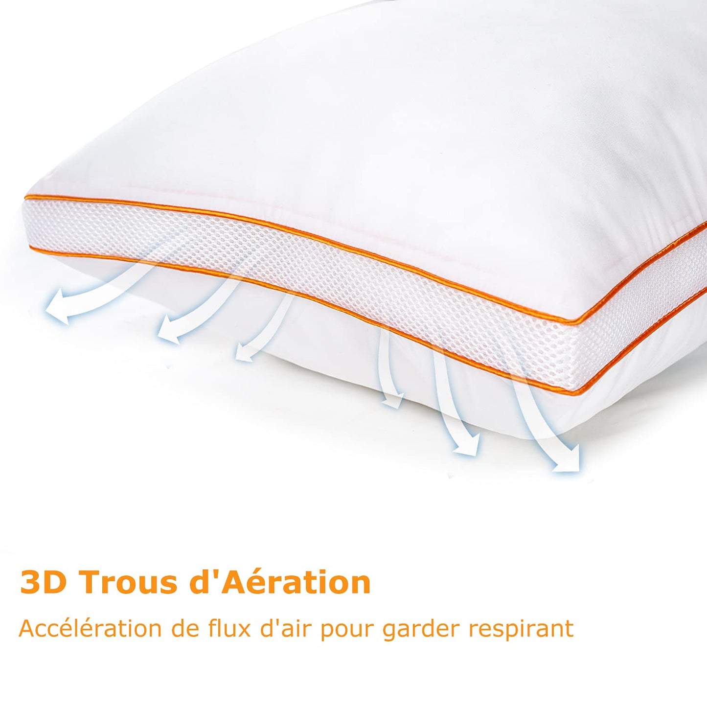 Lot de 2 Oreillers– Soutien Moelleux et Respirant