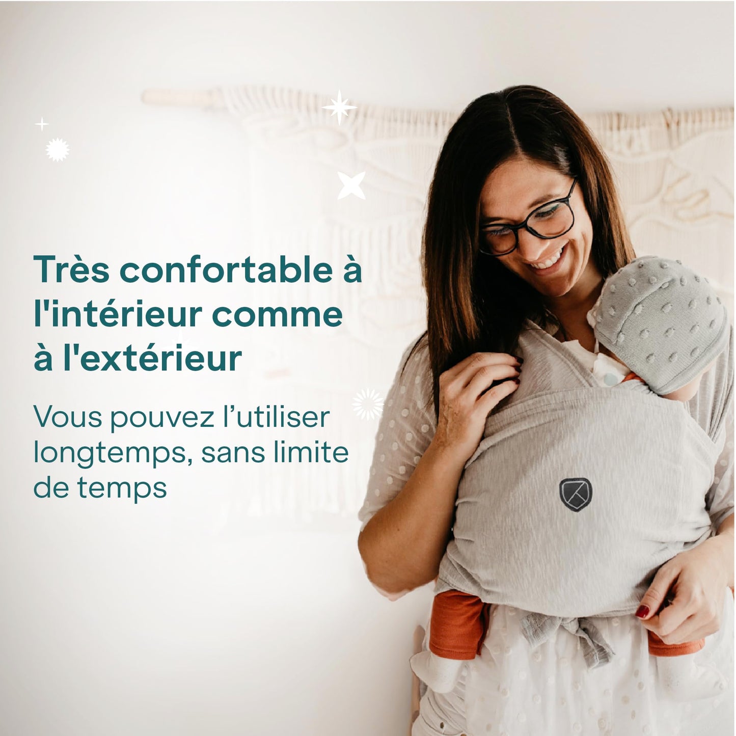 Koala Bébé Écharpe de Portage Réglable – Facile à Enfiler, Unisexe, Noir