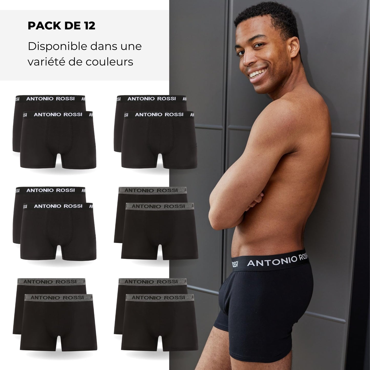 Lot de 12 Boxers Ajustés pour Hommes