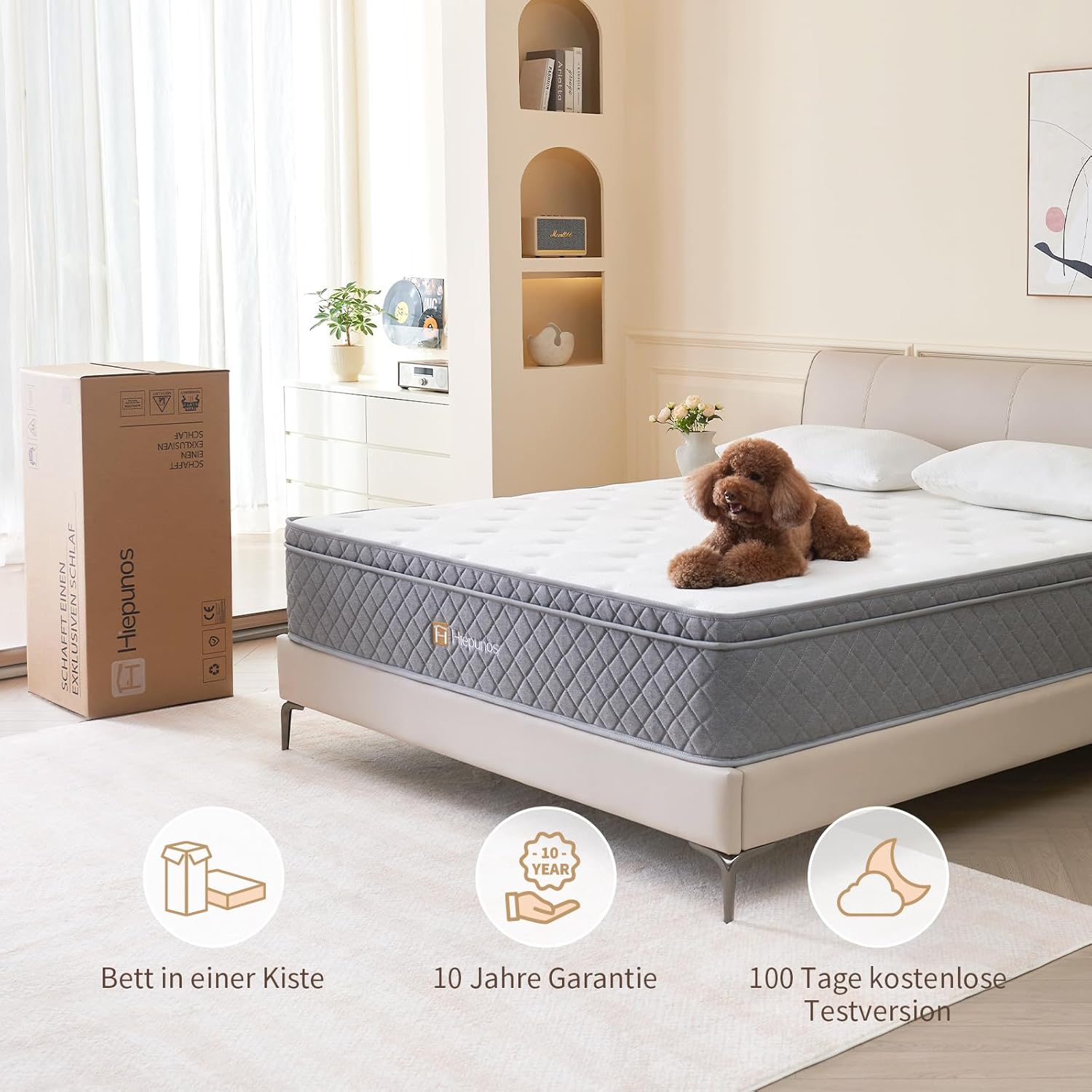 Hiepunos Matelas | Hybride à Ressorts Ensachés et Mémoire de Forme