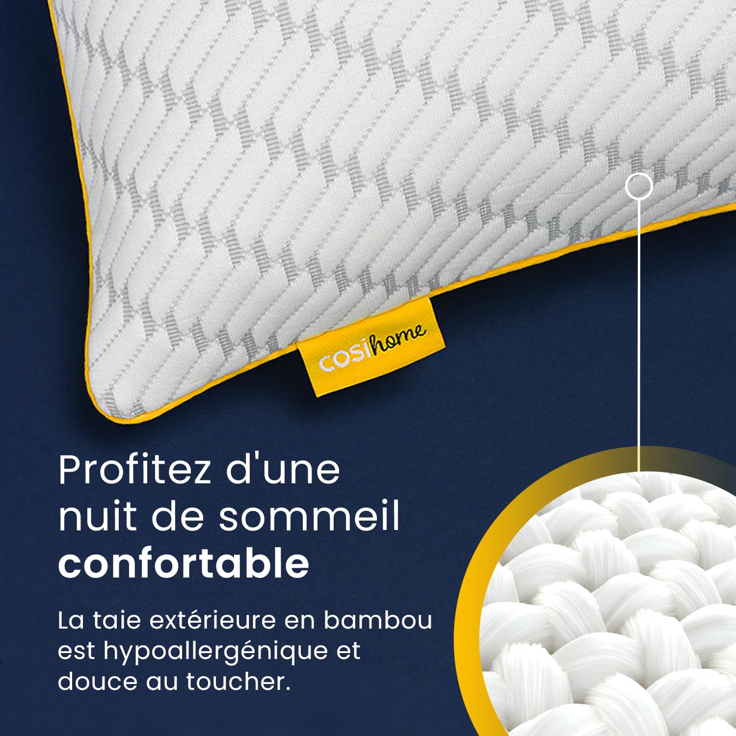Oreillers Mémoire de Forme Ajustable – Fraîcheur Gel & Housse Bambou