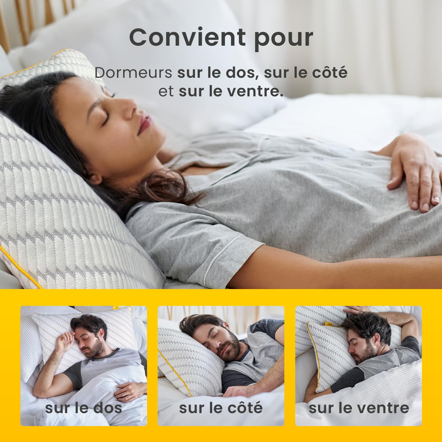 Oreillers Mémoire de Forme Ajustable – Fraîcheur Gel & Housse Bambou