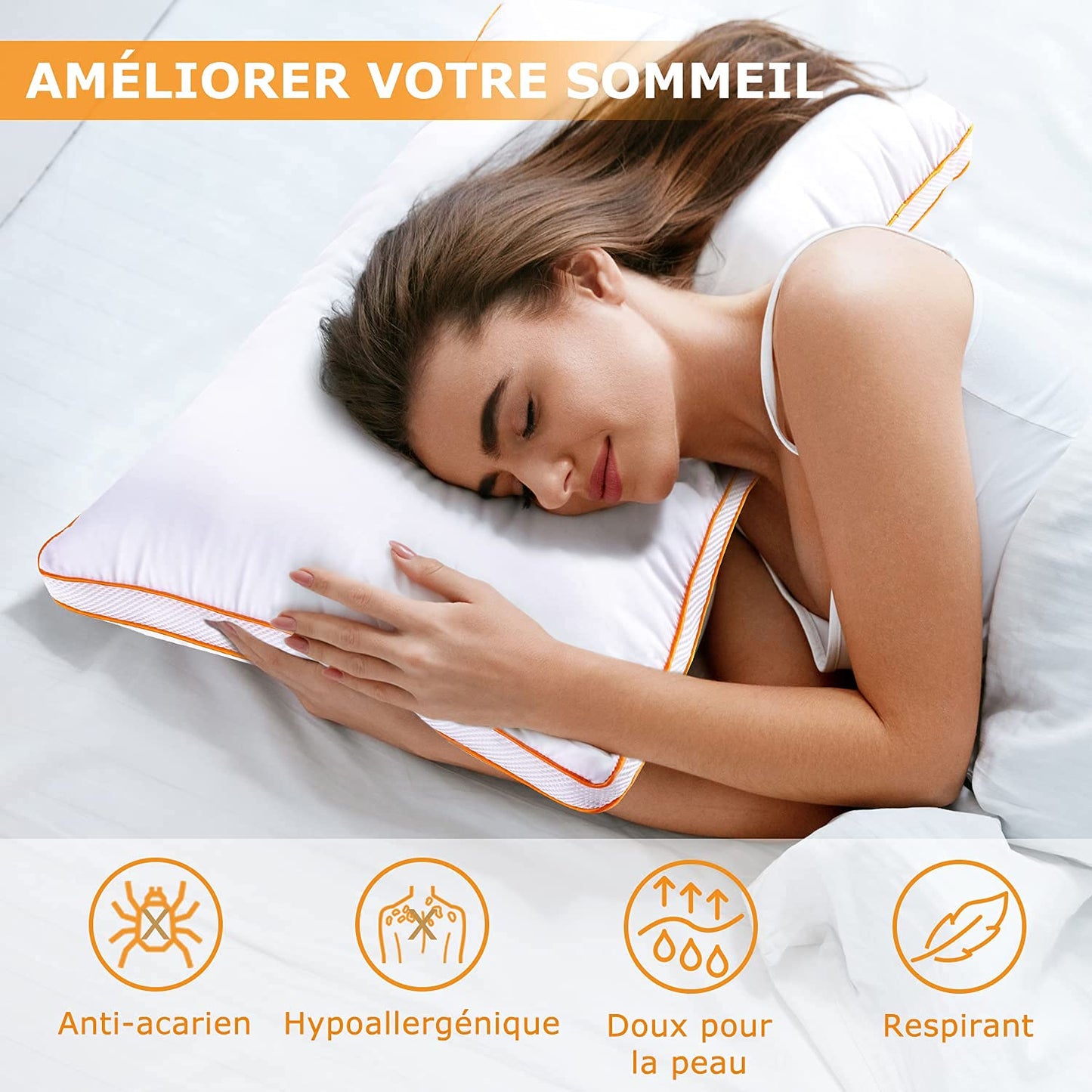 Lot de 2 Oreillers– Soutien Moelleux et Respirant