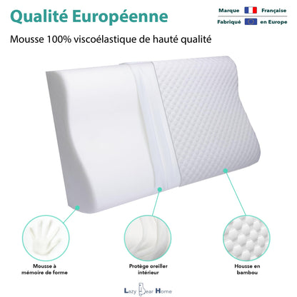 Lazy Bear Home – Oreiller Mémoire de Forme Ergonomique
