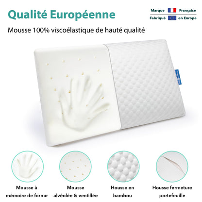 Lazy Bear Home – Oreiller Mémoire de Forme Ergonomique